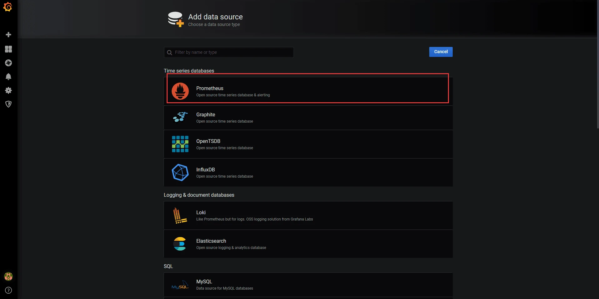 添加prometheus数据源